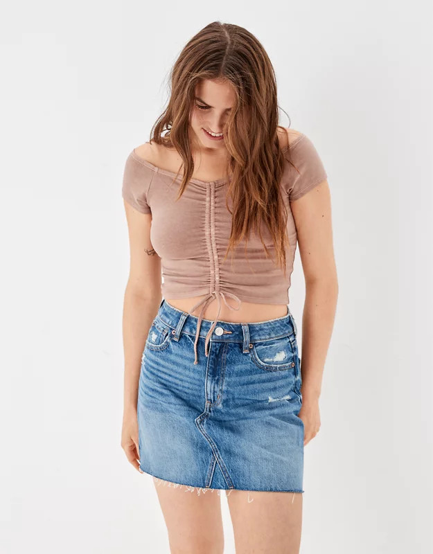 AE Denim A-Line Mini Skirt | American Eagle Outfitters (US & CA)