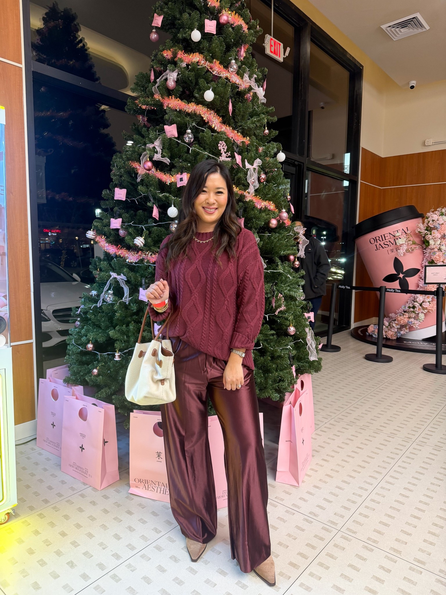 Amazon Holiday Outfit
Sweater: Large
Satin Pants: Medium
My fave neutral Fall/Winter suede boots: I sized up half 