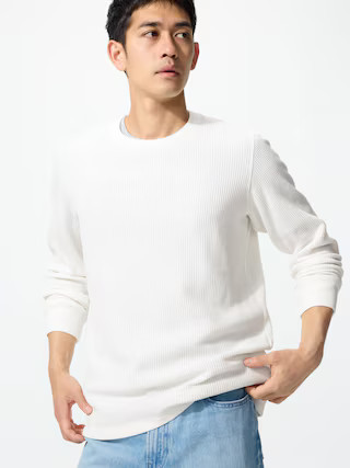 Men's Waffle T-Shirt Long Sleeve Off White 2XL UNIQLO US | UNIQLO (US)
