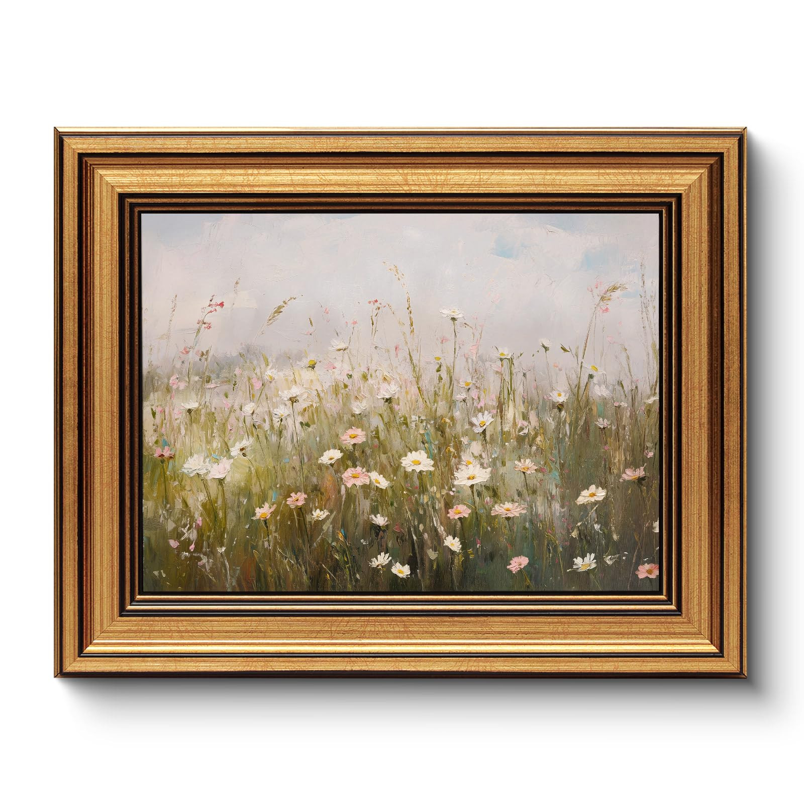 HUARCEY Gold Framed Vintage Wall Art for Living Room Wildflower Field Landscape Decor Aesthetic M... | Amazon (US)
