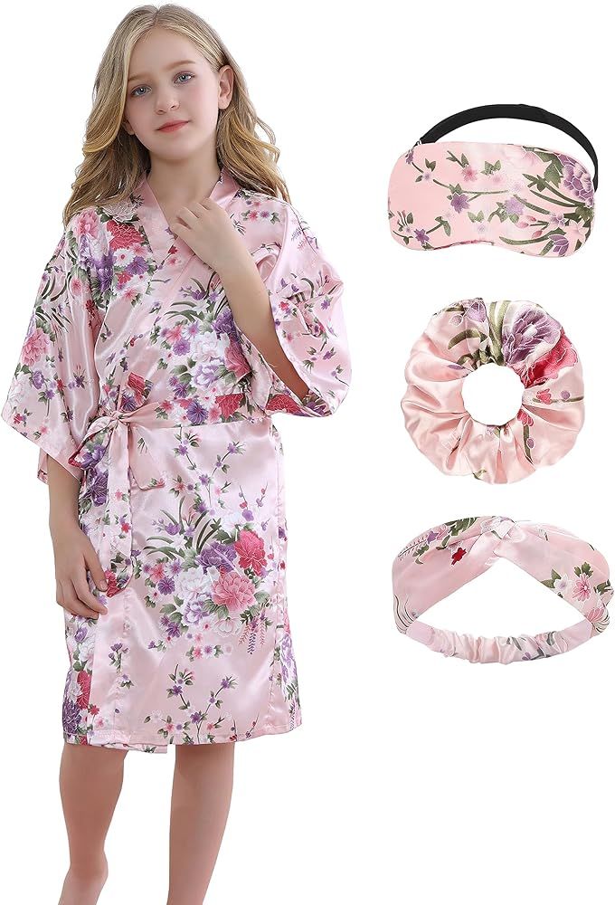 Kids Girl's Floral Robe for Birthday Spa Parties Wedding Getting Ready Sleeping Gown | Amazon (US)