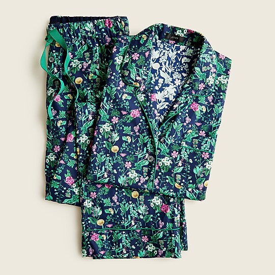 Cotton poplin long-sleeve pajama set in winter garden floral | J. Crew US