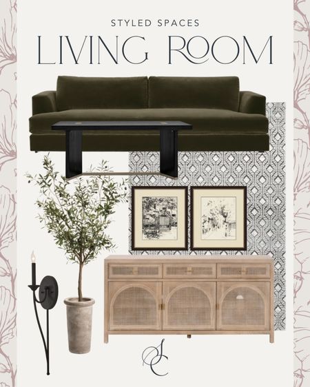 Living room favorites!

velvet sofa, rattan arch sideboard, rug, faux olive tree, coffee table, sconce, artwork 

#LTKhome #LTKstyletip #LTKsalealert