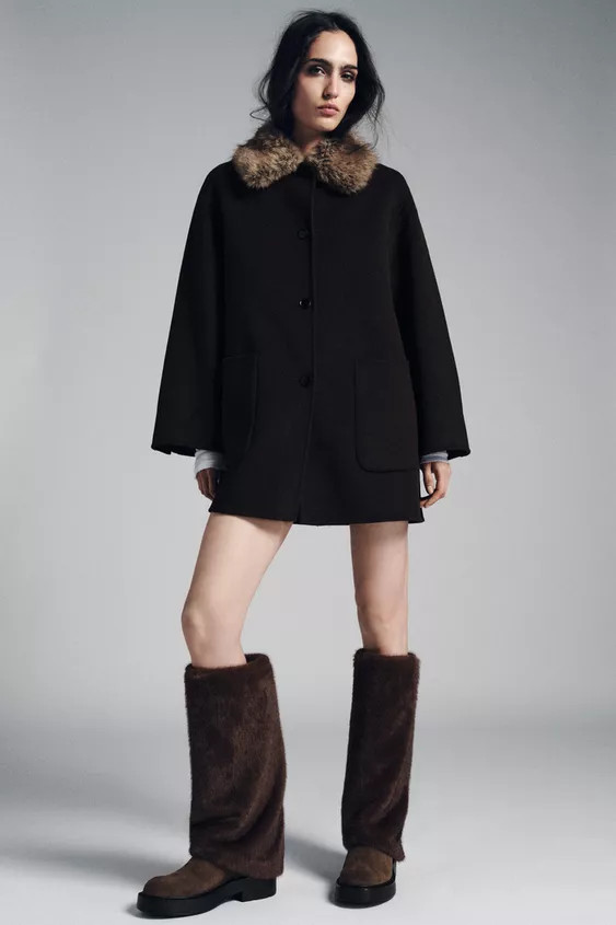 LOW HEEL FAUX FUR BOOTS | Zara US