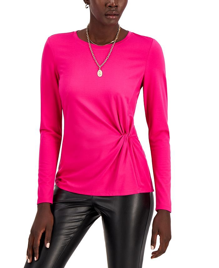 INC International Concepts Long-Sleeve Twisted Top, Created for Macy's & Reviews - Tops - Women -... | Macys (US)