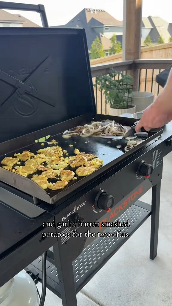 Smash burgers and smash potatoes on the Blackstone on our back deck — this is summer 🍔🌿 Our Blackstone is from Wayfair and is up to 70% off sitewide for Memorial Day. If you’ve been wanting one this is genuinely the best time to grab it. Linking it here along with everything else on our deck 🤍

#LTKSaleAlert #LTKSeasonal #LTKHome