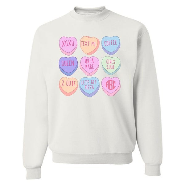 Monogrammed 'Candy Hearts' Crewneck Sweatshirt | United Monograms