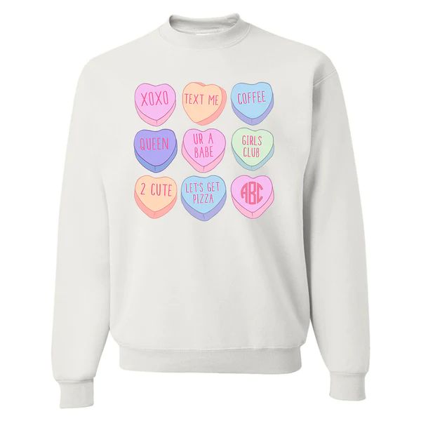 Monogrammed 'Candy Hearts' Crewneck Sweatshirt | United Monograms