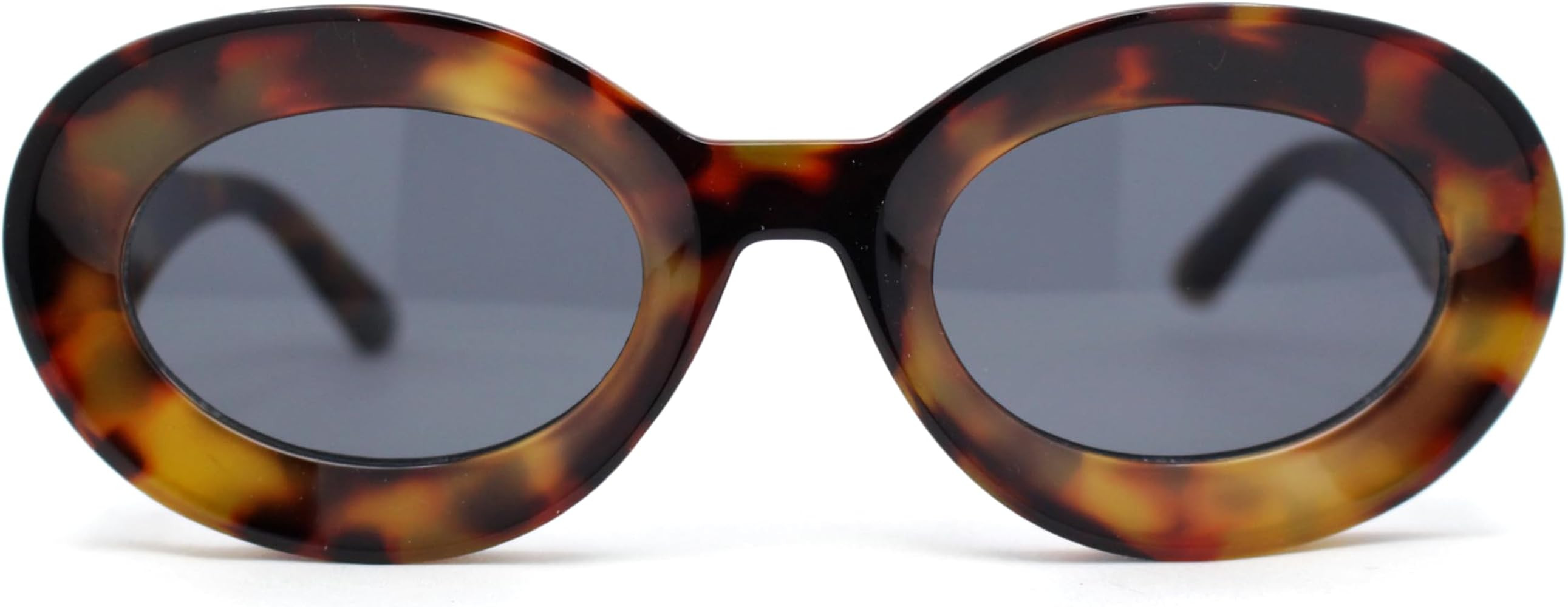 SA106 Iconic Minimal Thick Plastic Mod Oval Fashion Sunglasses | Amazon (US)