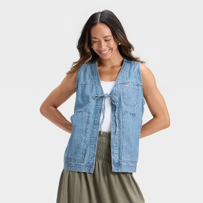 Women's Denim Tie-Front Utility Vest - Universal Thread™ | Target