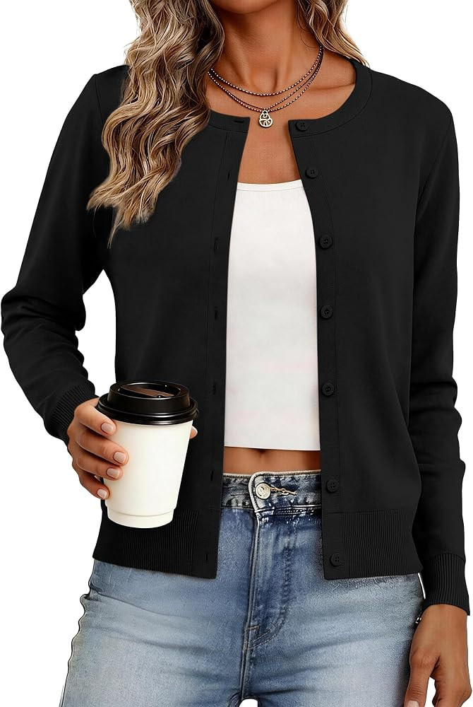 Womens Cardigan Sweaters Lightweight Long Sleeve Button Down Knit | Amazon (US)