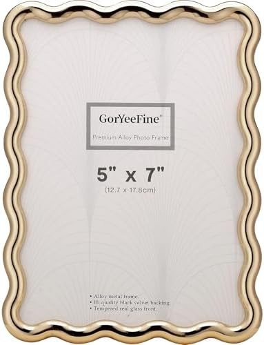 5 x 7'' Heavy Duty Alloy Gold Photo Frame with Wave Design - Modern Glamour 6x4'' Gold Picture Fr... | Amazon (US)