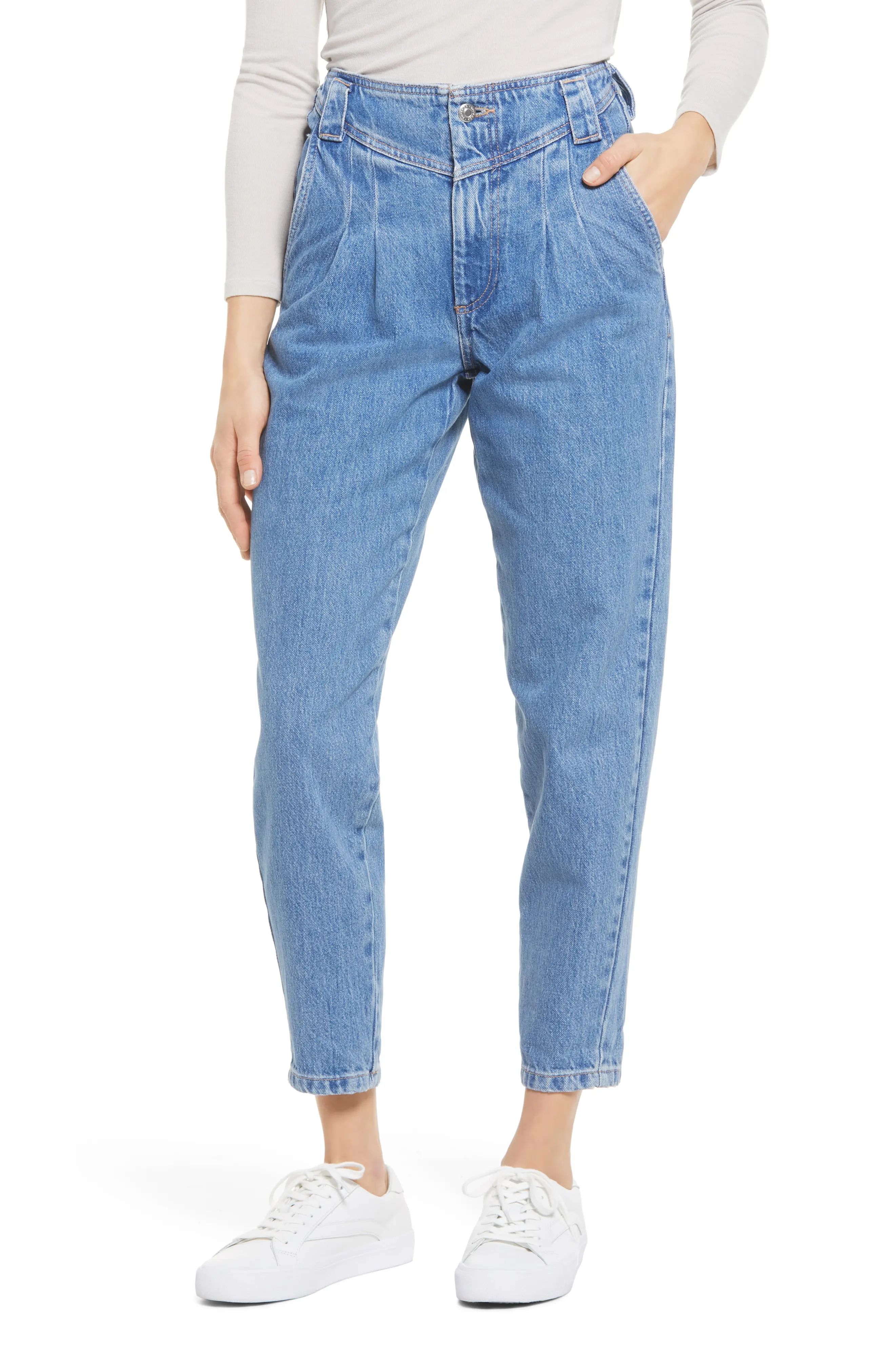 Women's Topshop Seamed Mom Jeans, Size 25 - Blue | Nordstrom