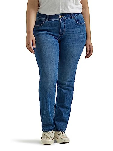 Lee Women's Plus Size Ultra Lux Comfort with Flex Motion Straight Leg Jean, Cobalt Sheen, 26 Plus | Amazon (US)