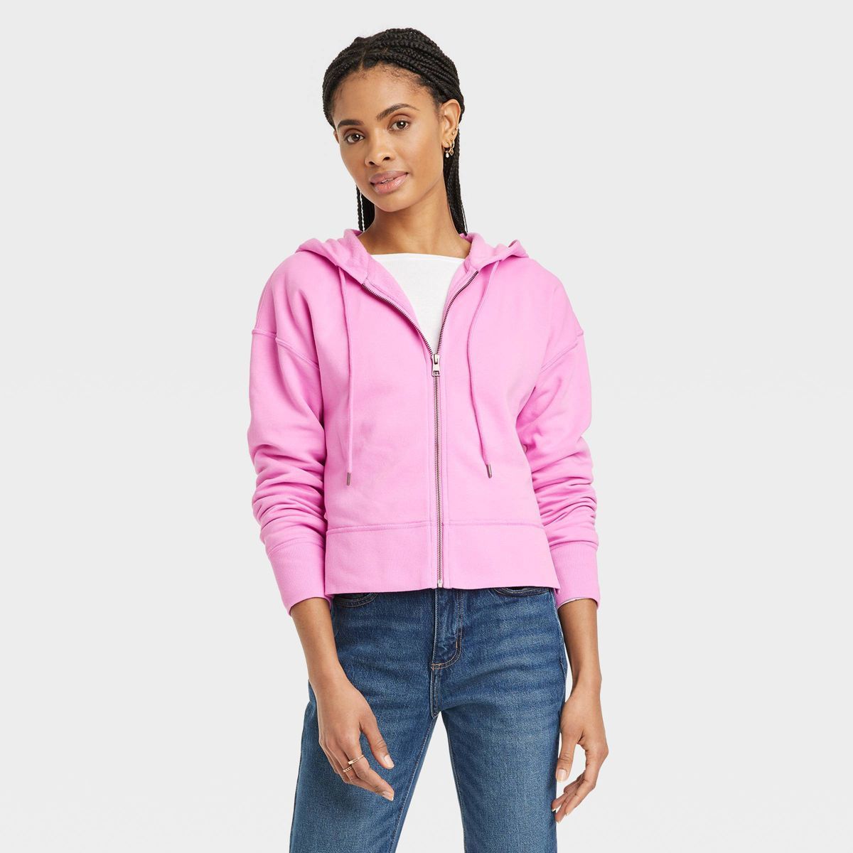 Women's Sensory-Friendly Cropped Hooded Zip-Up Sweatshirt - Universal Thread™ | Target