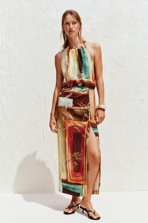 TROPICAL PRINT MIDI DRESS | Zara US