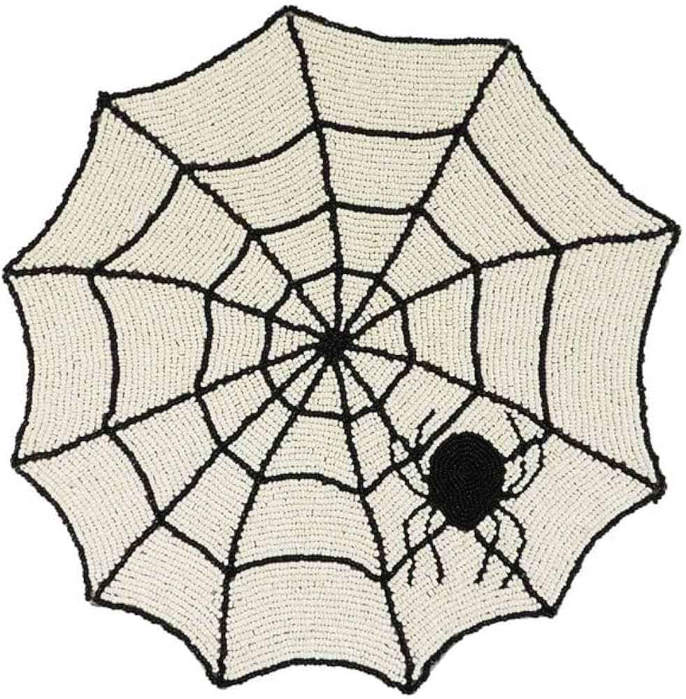 Trunkin' Set 2 Spiderweb Bead Embroidered Placemats (14 in, Cream, Black) | Halloween, Christmas,... | Amazon (US)