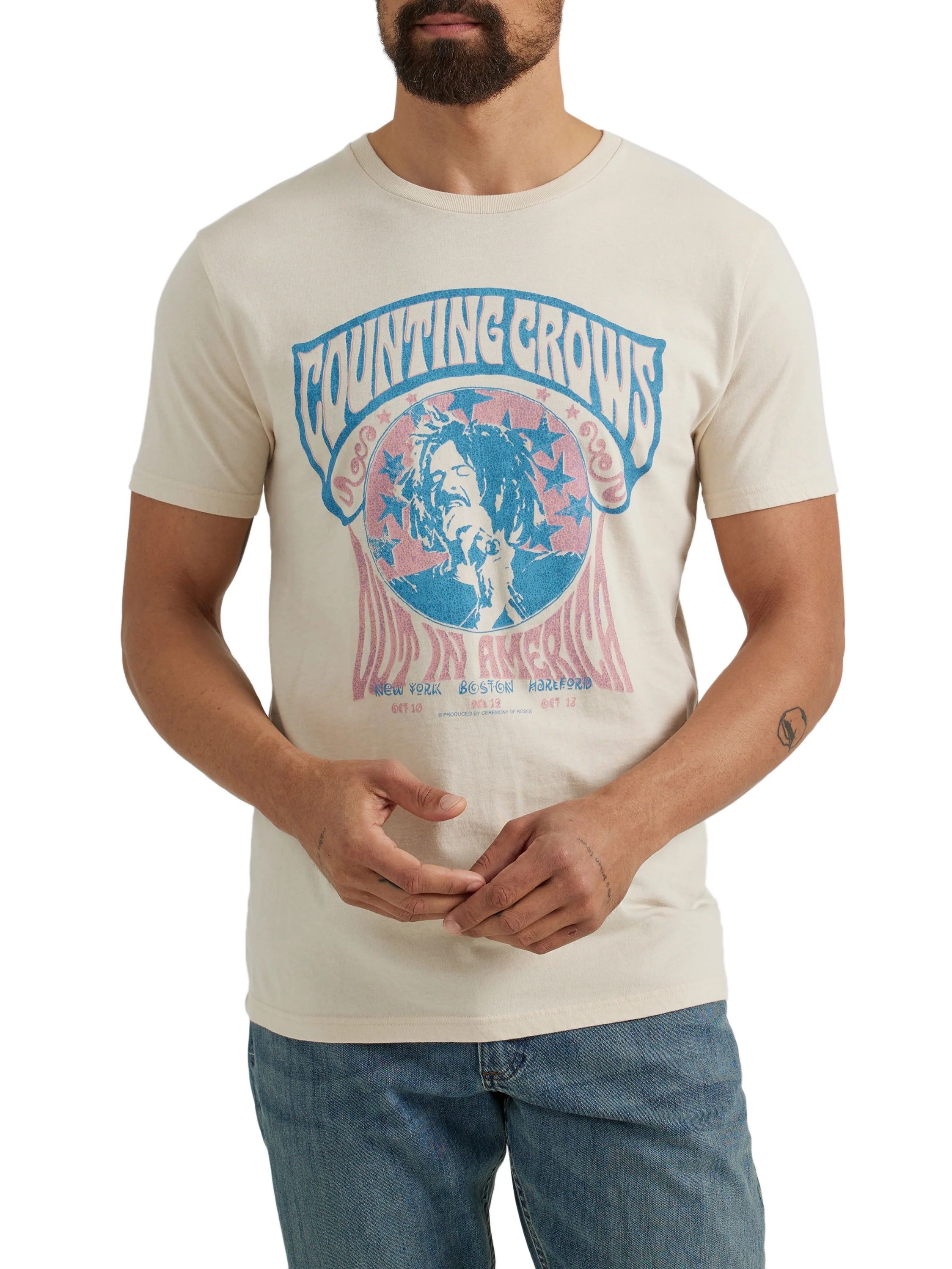 Wrangler® Men's Short Sleeve Counting Crows Graphic Band Tee, Sizes S-3XL | Walmart (US)