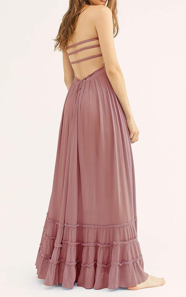 R.Vivimos Womens Summer Cotton Sexy Blackless Long Dresses | Amazon (US)