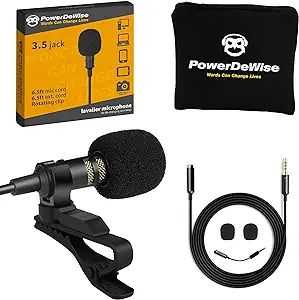 PowerDeWise Professional Grade Lavalier Clip On Microphone - Lav Mic for Camera Phone iPhone GoPr... | Amazon (US)