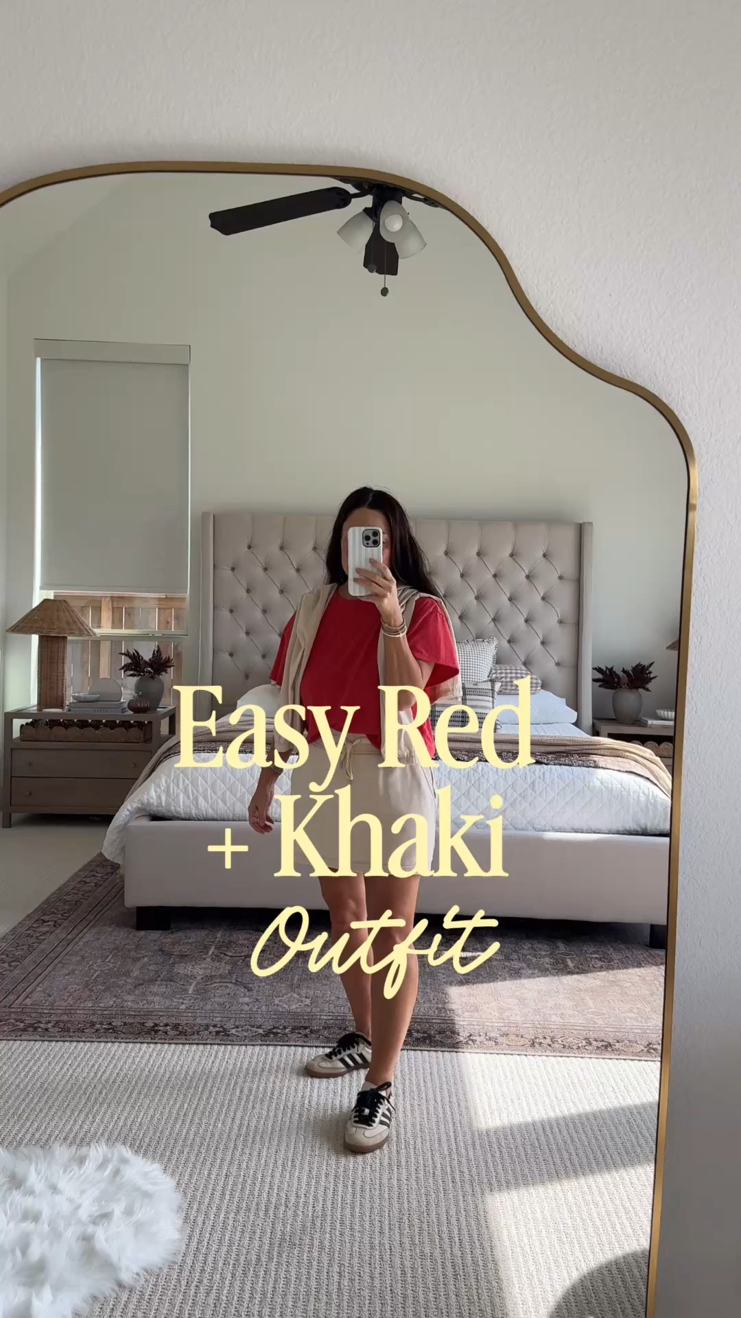 Red + khaki, but make it casual ❤️ This easy everyday outfit is the perfect mix of comfy and put together with a red tee, neutral pull-on skort, lightweight layer and sneakers. Such an easy transitional outfit for late summer into fall! Fall outfit women, school drop off outfit, coffee run outfit, errands outfit. 

#affiliatelink #casualoutfit #everydaystyle #falloutfitideas #transitionalstyle #sneakeroutfit #casualstyle #affordablefashion

#LTKootd #LTKvlog #LTKOver40