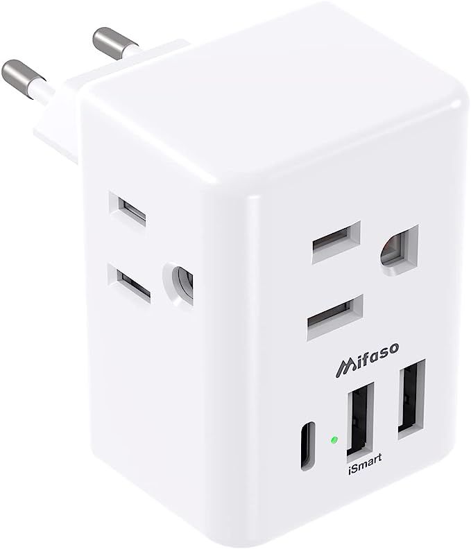 European Travel Plug Adapter - International Plug Adapter with USB Charging Ports(1 USB C), Type ... | Amazon (US)