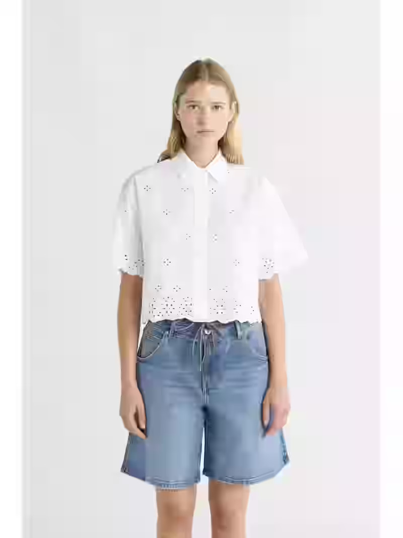 Free Assembly Women's and Women's Plus Cropped Cotton Eyelet Shirt, Sizes XS-4X | Walmart (US)