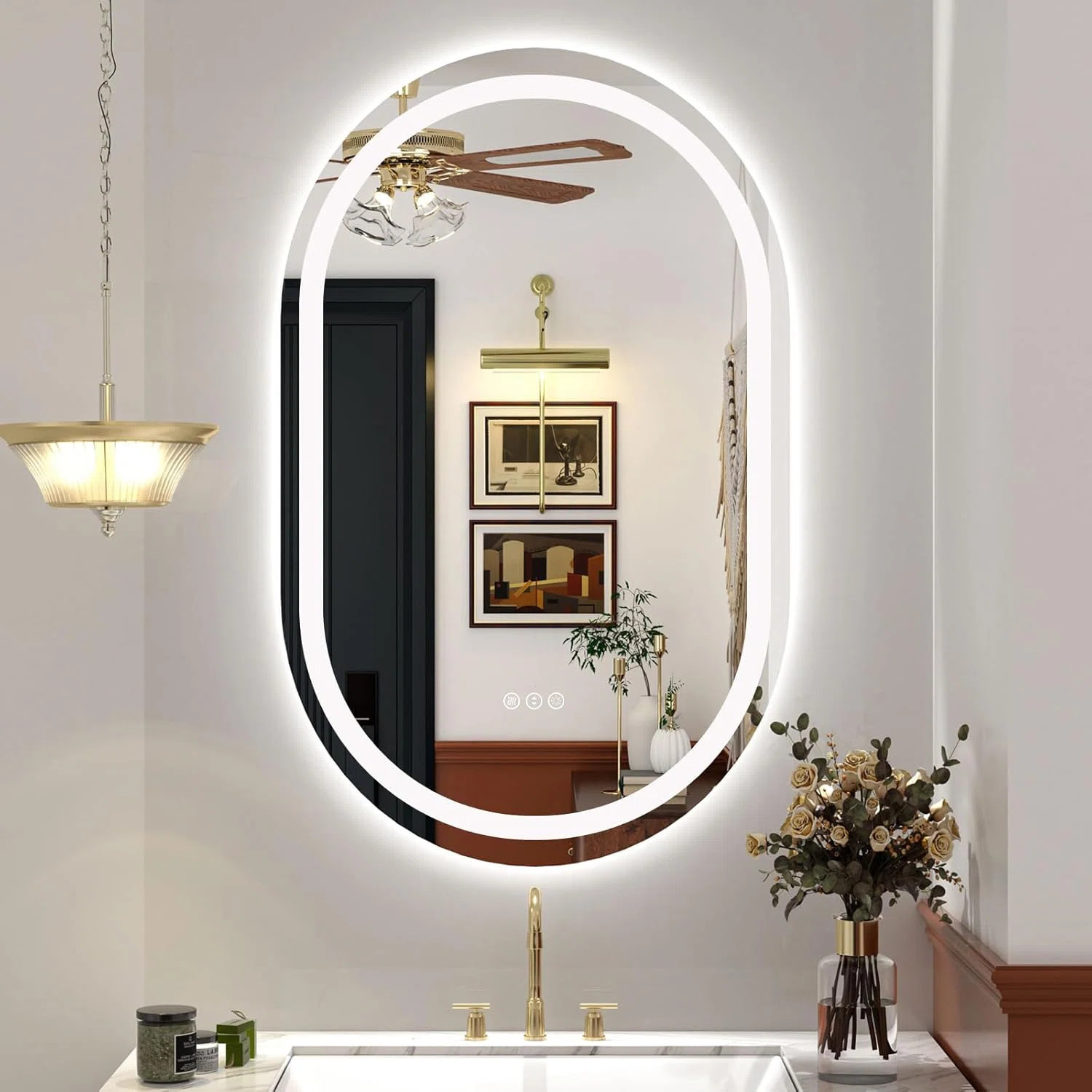 UL Certified Super Bright 192 LEDs/m LED Lighted Anti-Fog Tempered Glass Oval Bathroom/Vanity Mir... | Wayfair North America