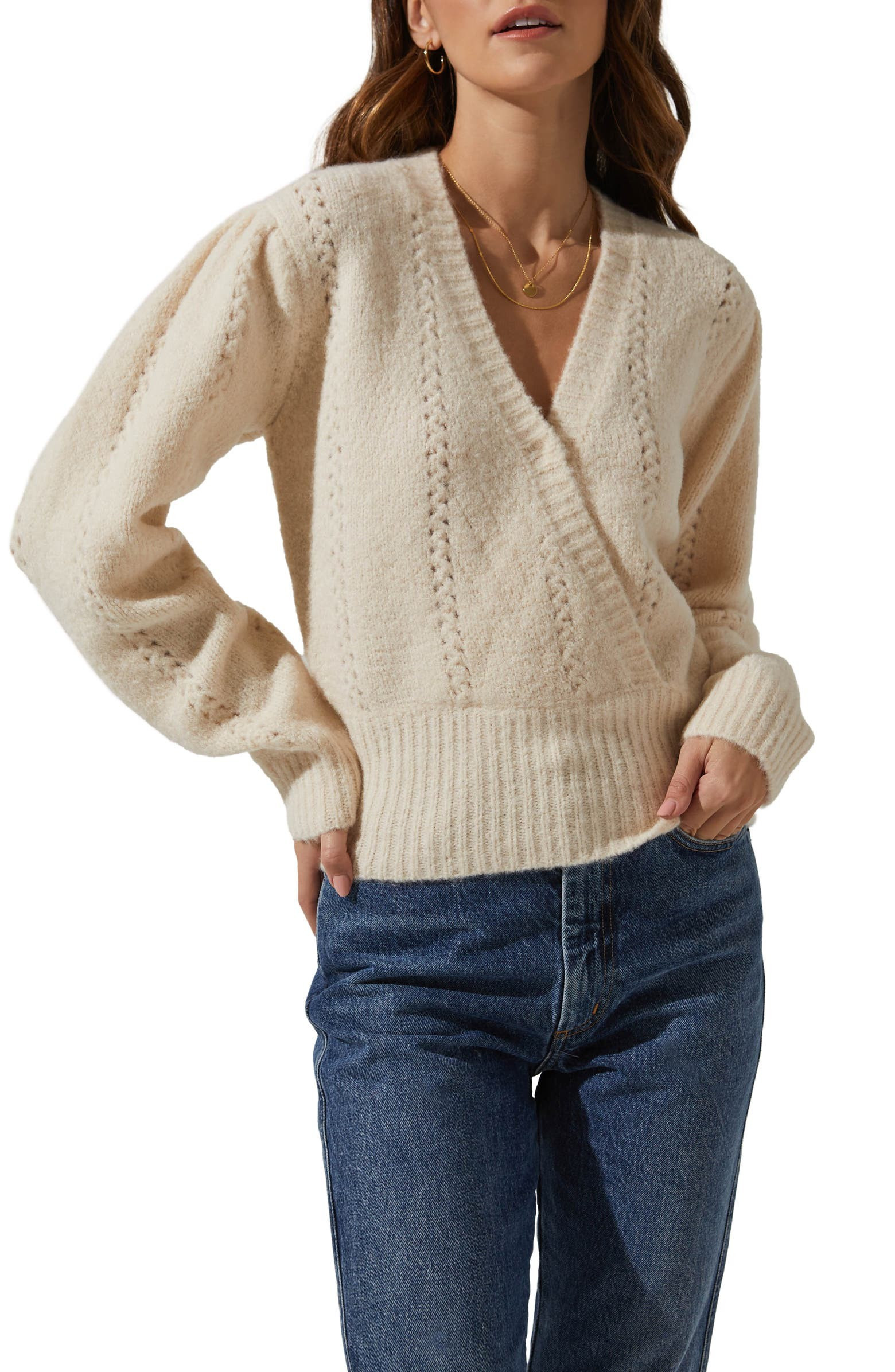 Wrap Front Pointelle Sweater | Nordstrom