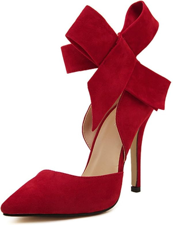 Z&L Fashion Women's Pointy Toe High Heel Stiletto Big Bow Dress Pumps | Amazon (US)
