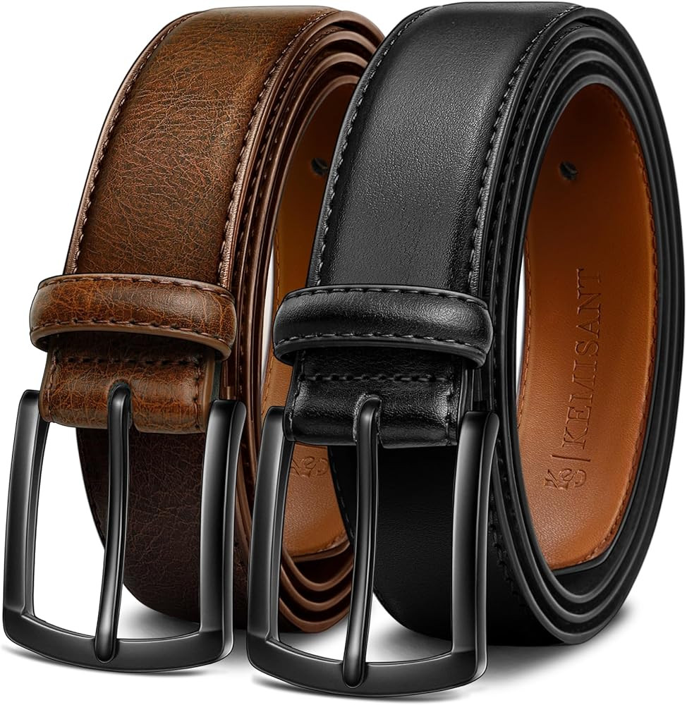 KEMISANT Men Belt 2Pack – Genuine Leather Belt for Men Dress Casual Golf Jeans 1 3/8" | Amazon (US)