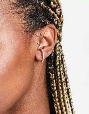 ASOS DESIGN t bar ear cuffs in crystal | ASOS (Global)