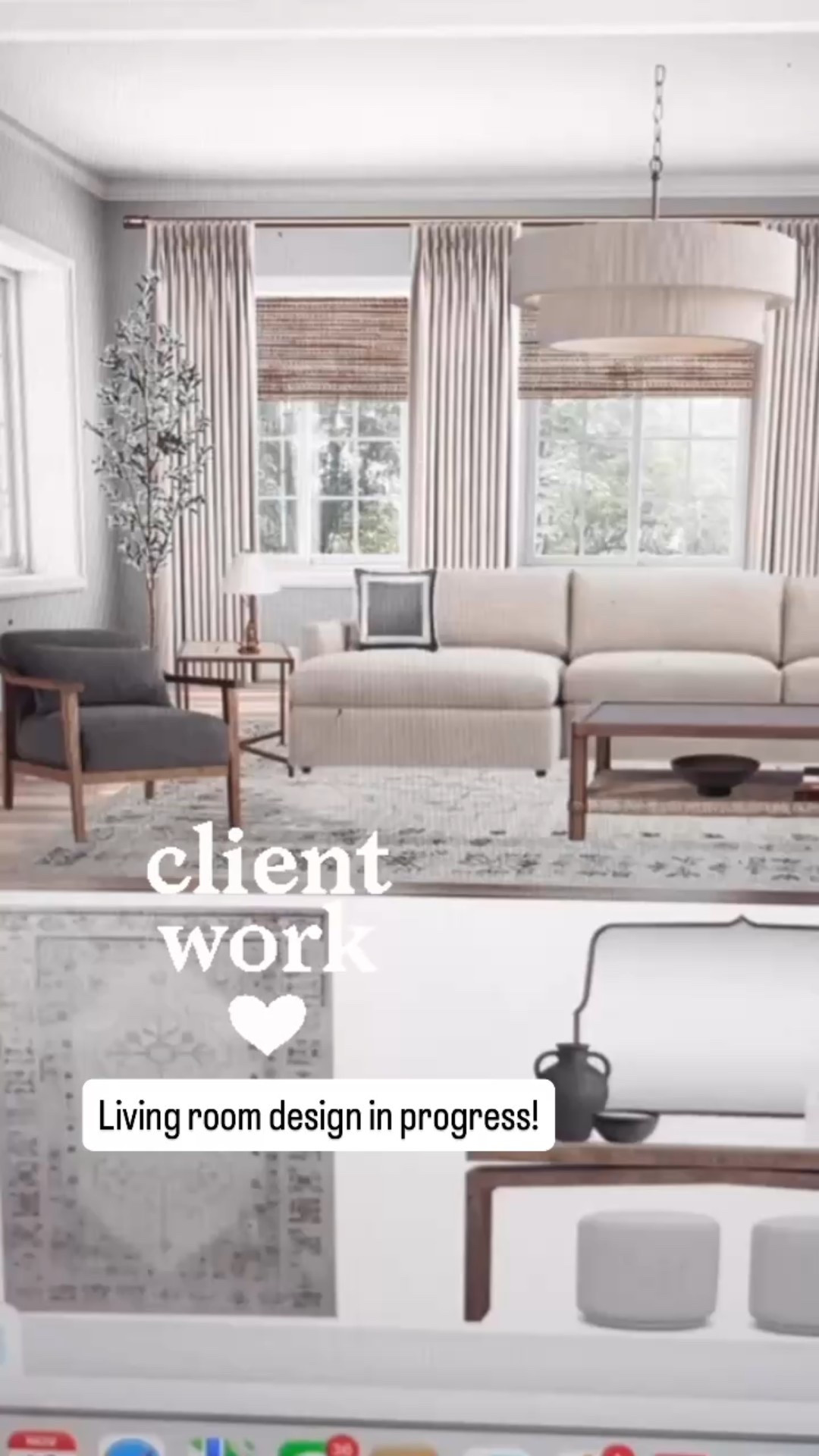 A modern classic living room design in progress! 🙌🏻 

With my virtual interior design services I am able to help my clients create a professional level of design within their home. 

When you work with me you will go from being stuck in a Pinterest rabbit hole to having a clear vision, mapped out plan & expert guidance for creating a home you dream of! 

Click the link in bio to learn more about my FREE Discovery Call!

#furniture #couch #chaise #sofa #arearug #coffeetable #modernclassic

#LTKHome #LTKFamily #LTKdayinmylife