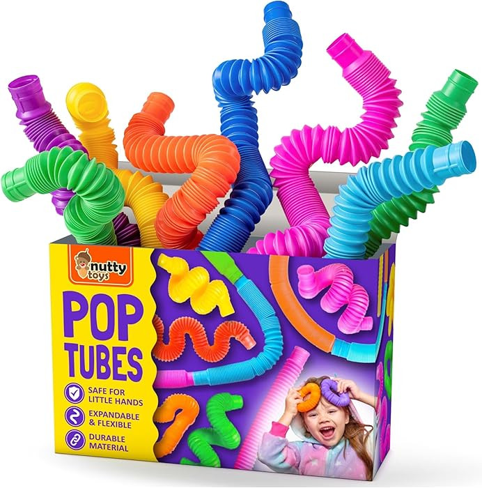 Nutty Toys Pop Tubes - Large 8-Pack Sensory Toys - Creative STEM Learning for Kids and Toddlers -... | Amazon (US)