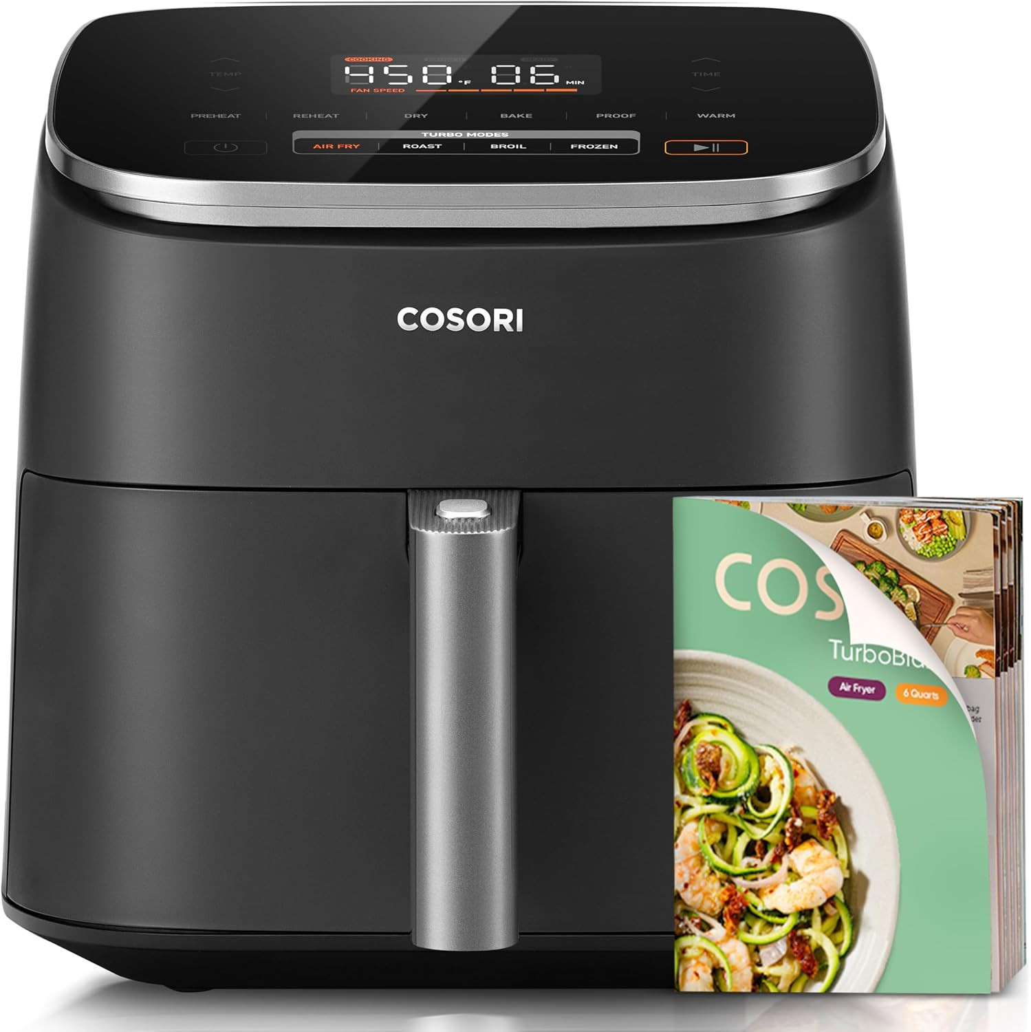 COSORI Air Fryer TurboBlaze 6.0-Quart Compact Airfryer that Roast, Bake, Proof, 9 Functions, 5 Speeds, Cooks Quickly, 95% Less Oil for Healthier Meals, Varied Recipes, Easy to Clean, Dark Gray | Amazon (US)