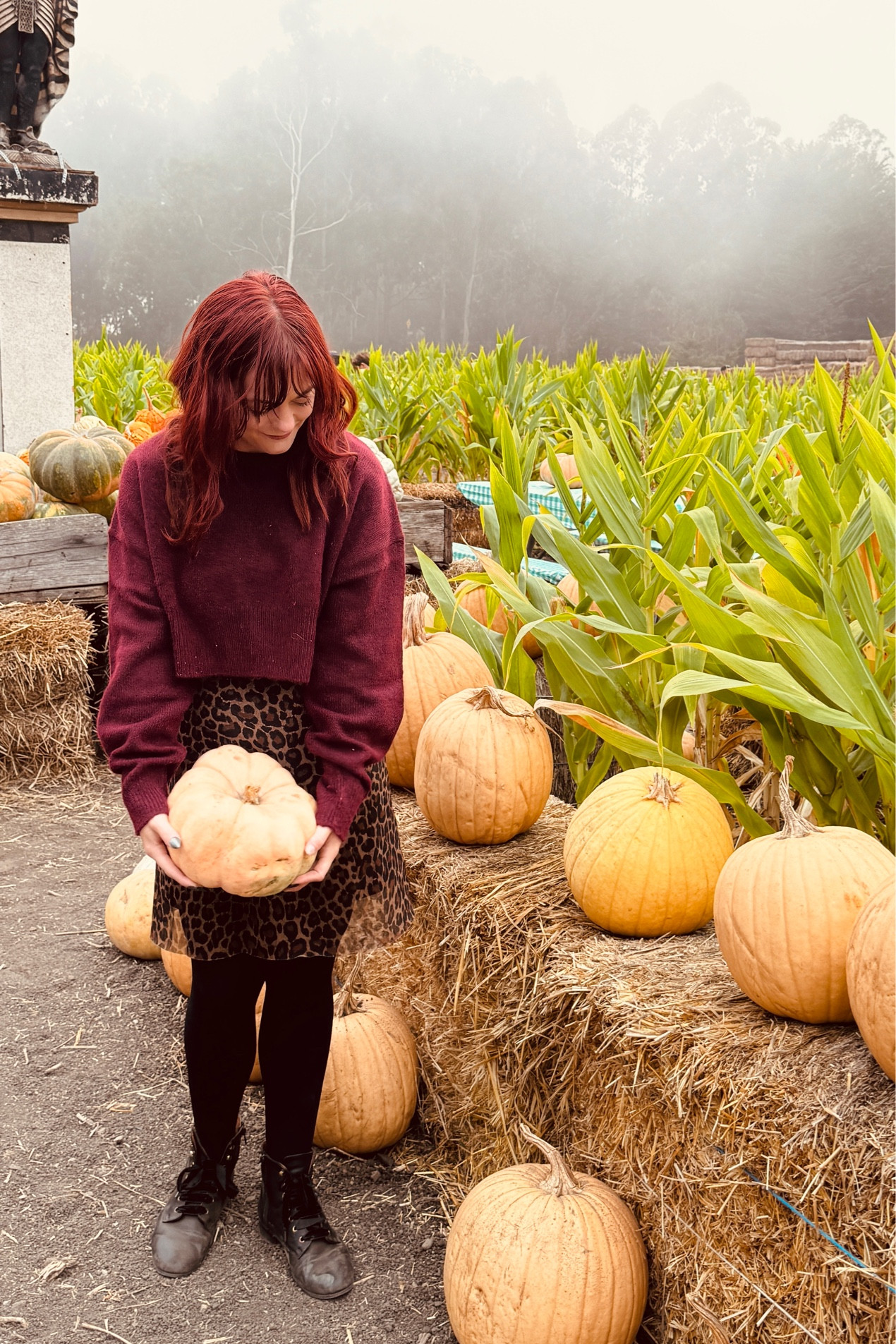 Leopard print and birds day sweater for a Pumpkin patch date 

#falloutfit #leopardprint #burgendy #dateoutfit #ltkfall