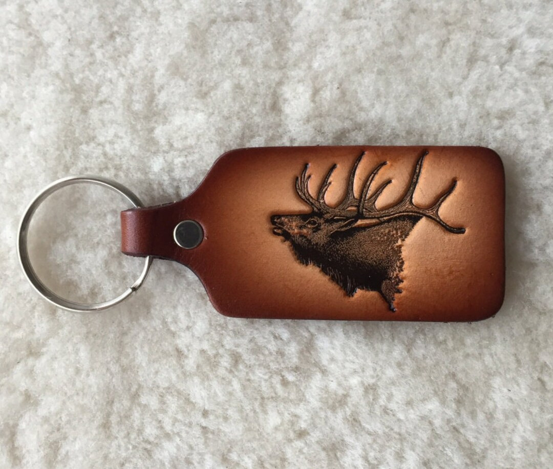 Handmade Leather Elk Key Tag - Etsy | Etsy (US)