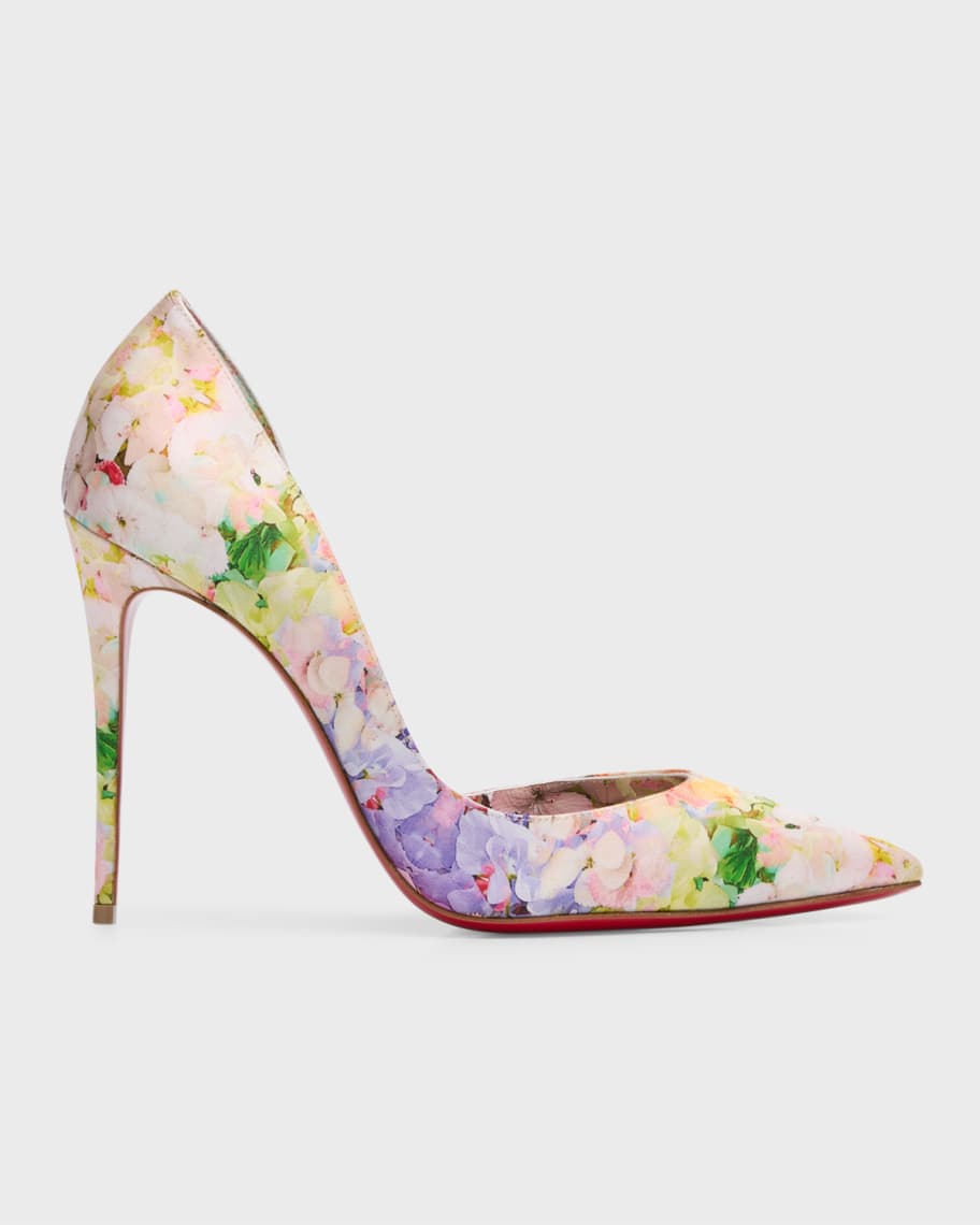Christian Louboutin Iriza Blooming Half-d'Orsay Red Sole Pumps | Neiman Marcus