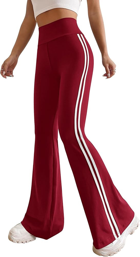 PRETTYGARDEN Women's Summer Yoga Pants High Waisted Sweatpants Casual Striped Bootcut Flare Worko... | Amazon (US)
