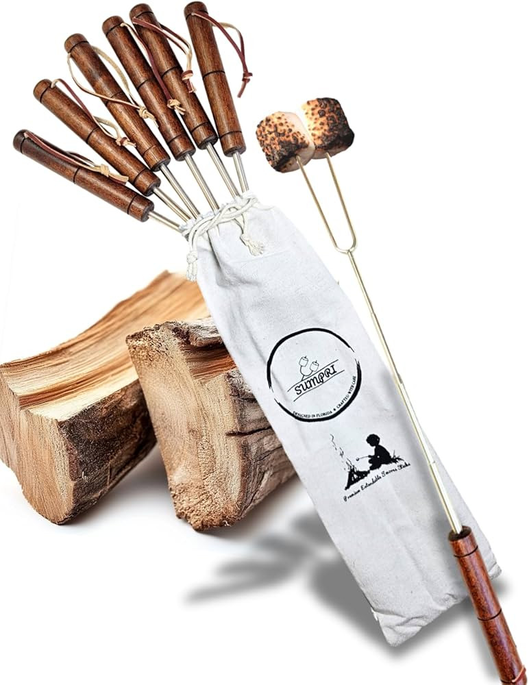 Smores Sticks For Fire Pit [Set Of 7] - Marshmallow Roasting Sticks For Campfire, Classic Smore S... | Amazon (US)
