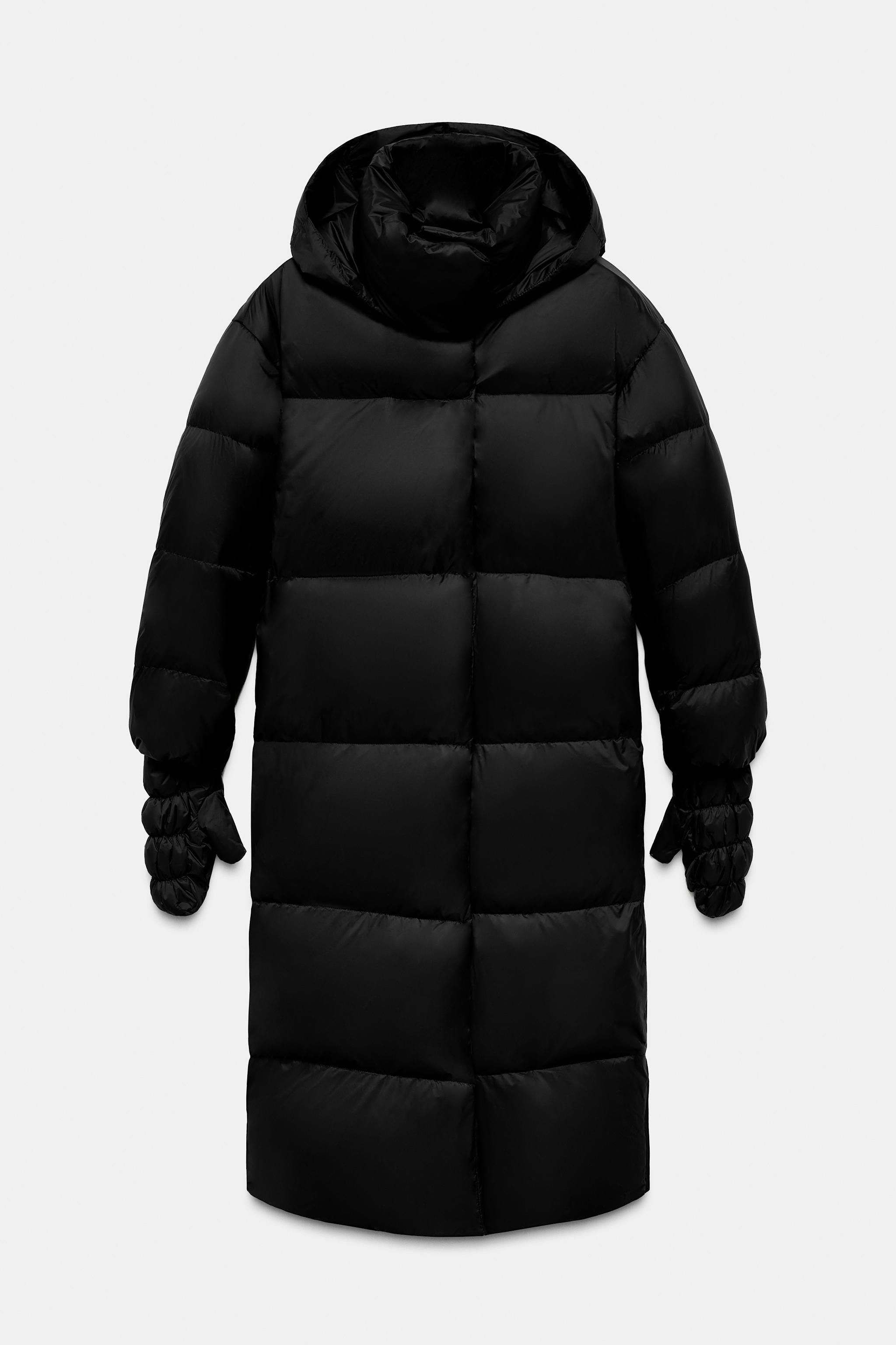 LONG FEATHER AND DOWN JACKET WITH HOODIE AND GLOVES WATER REPELLENT | Zara US