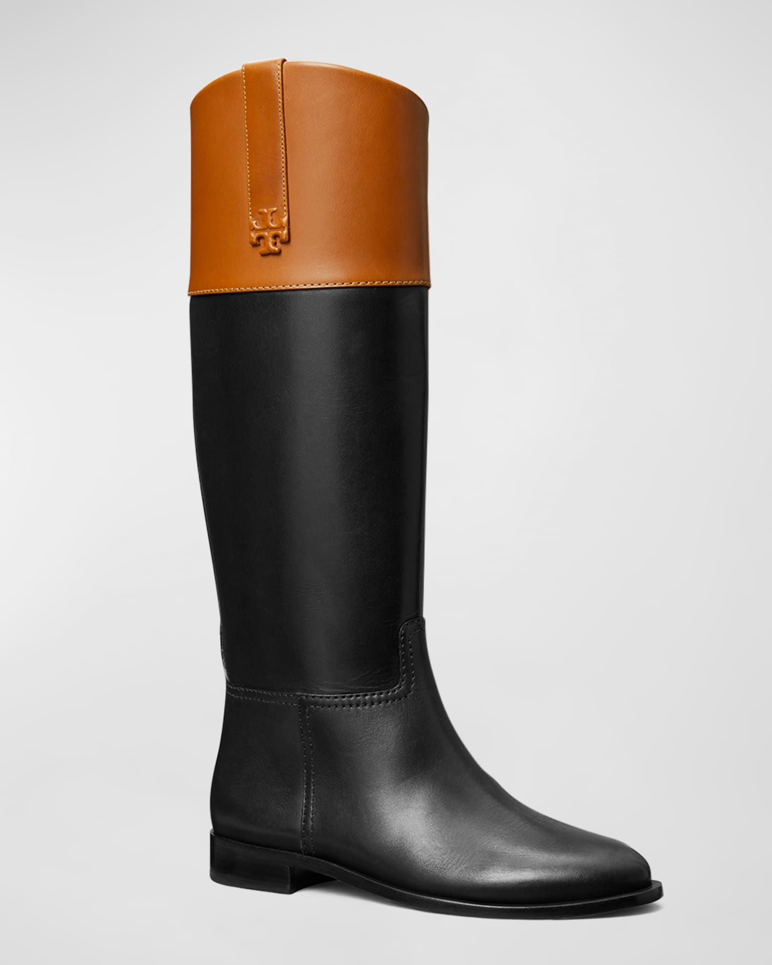 Bicolor Leather Double T Riding Boots | Neiman Marcus