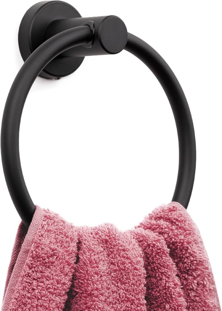 MARMOLUX ACC Matte Black Towel Ring - SUS304 Stainless Steel Wall Mounted Hand Towel Holder for B... | Amazon (US)