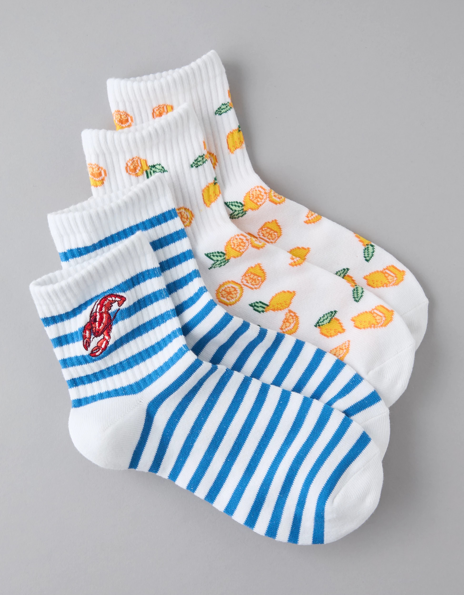 AE Lobster & Lemon Boyfriend Socks 2-Pack | American Eagle Outfitters (US & CA)