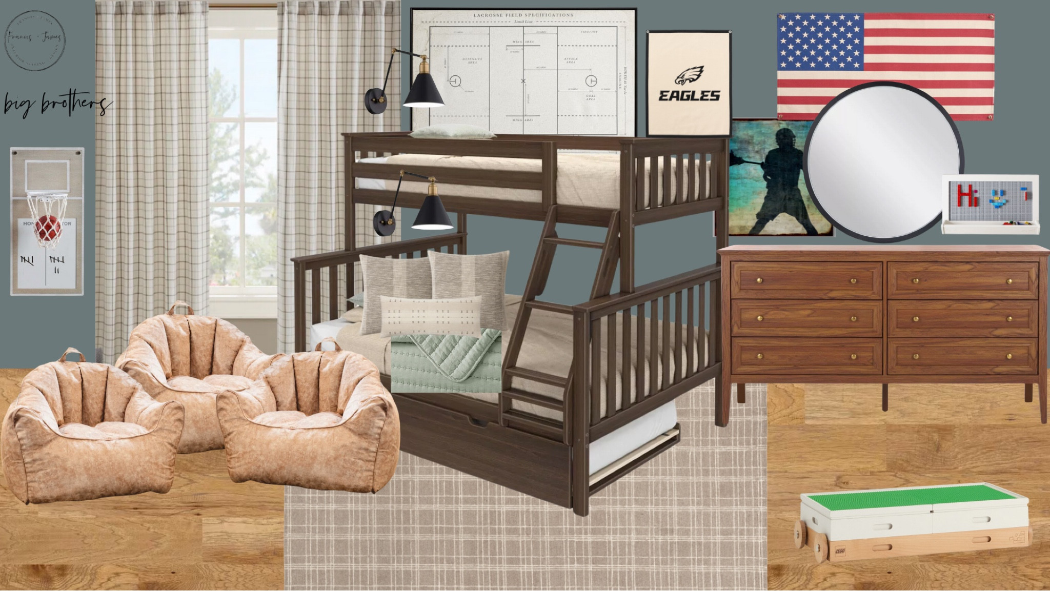 Sports Room, Sports, basement decor, boys room decor, boy, brother room, bunk beds, kids shared room, bean bags, bunk rooms, dresser, eagles decor, vintage sports, boys room, lego room, boy bedroom, tween boy, teen boy

#LTKFamily #LTKKids #LTKFindsUnder100