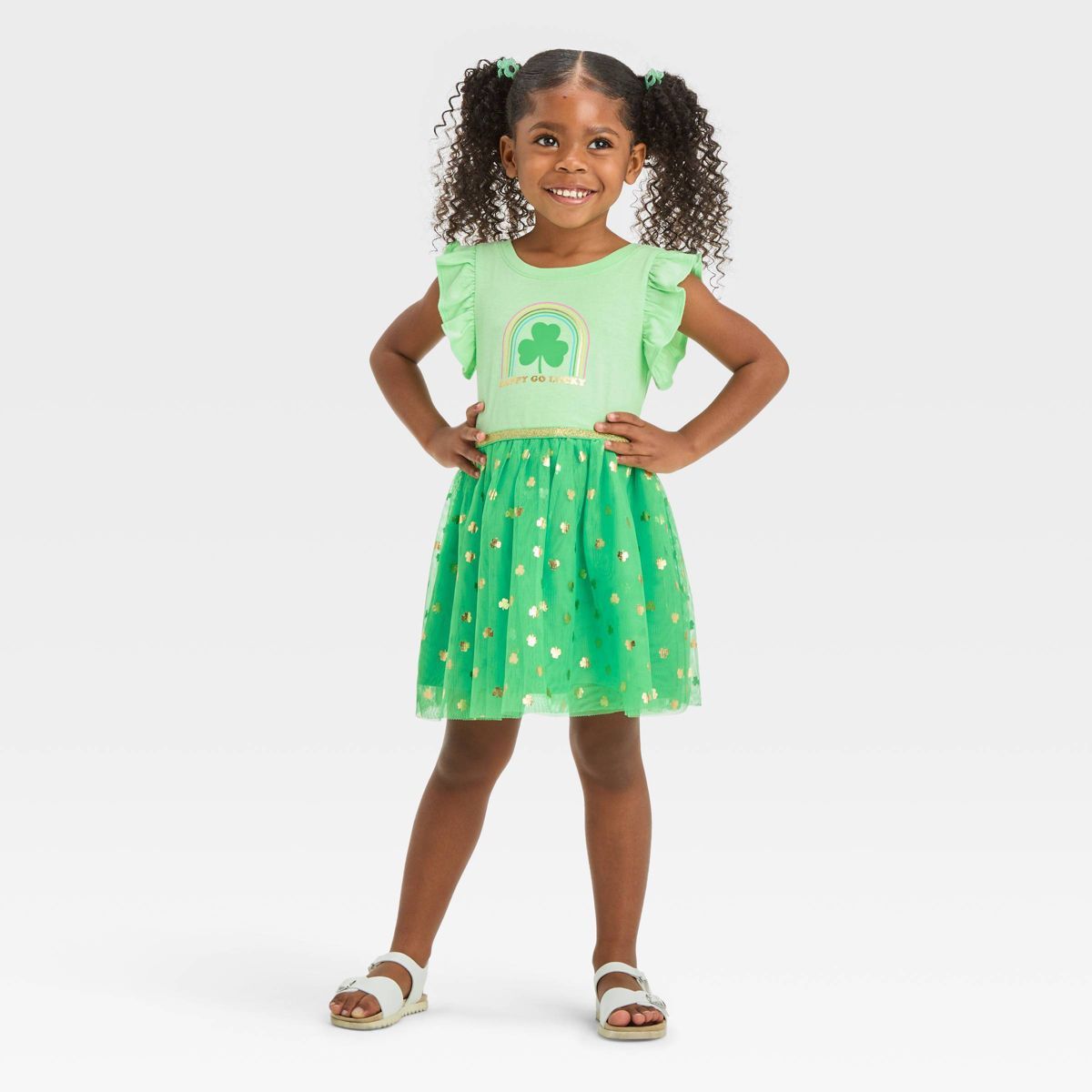 Toddler Girls' St. Patrick's Day 'Happy Go Lucky' Tulle Dress - Cat & Jack™ Green | Target
