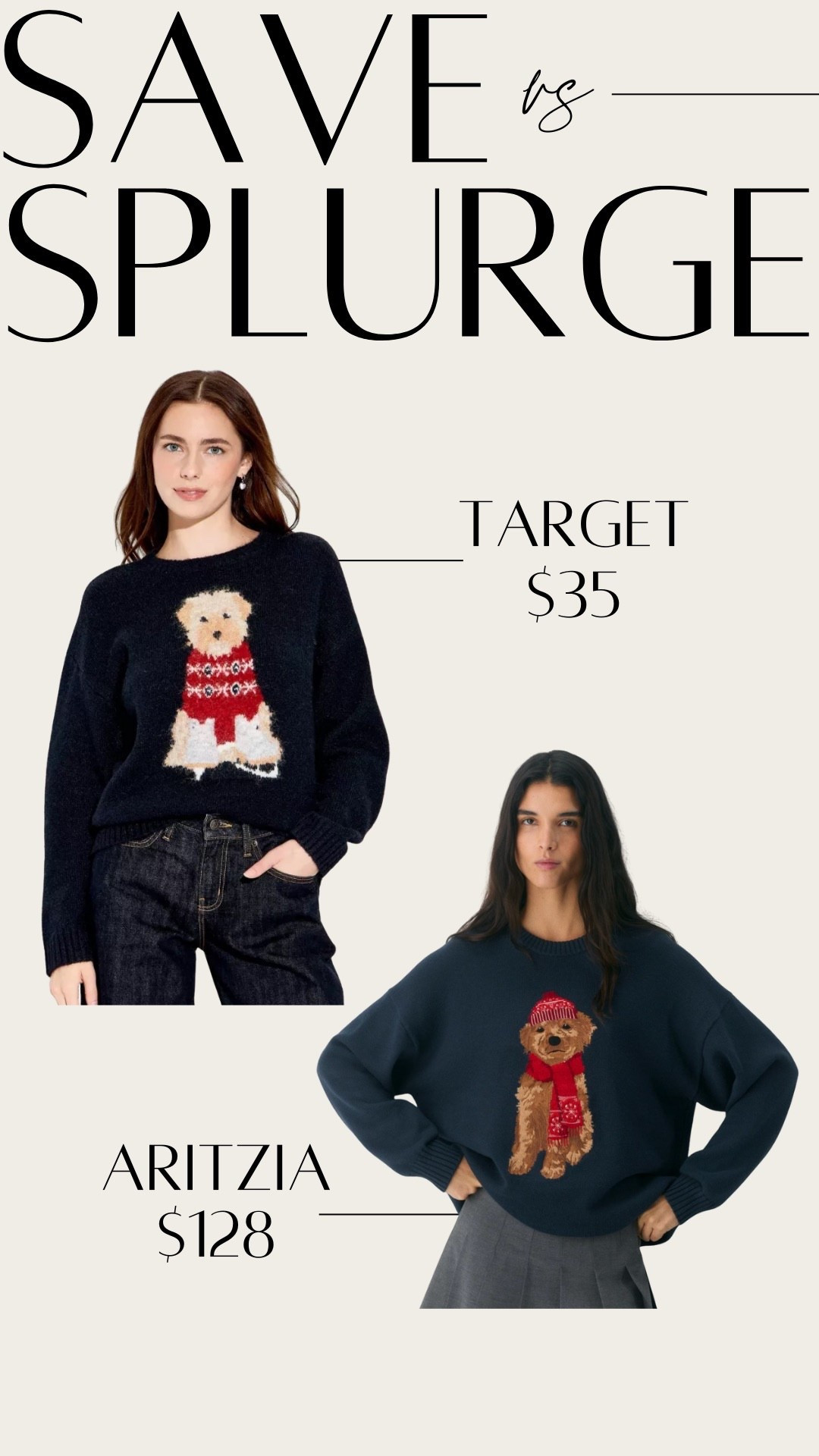 Save vs Splurge: Target vs Aritzia dog holiday sweater edition! 

#LTKGiftGuide #LTKFindsUnder50 #LTKHoliday