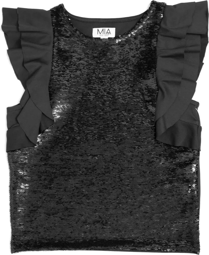 MIA New York Kids' Sequin Flutter Sleeve Top | Nordstrom | Nordstrom