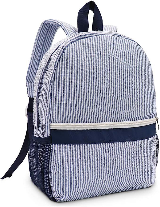 Seersucker Backpack Toddler with Pockets,Mini backpack for Preschool Kids,Kindergarten Kids Backp... | Amazon (US)
