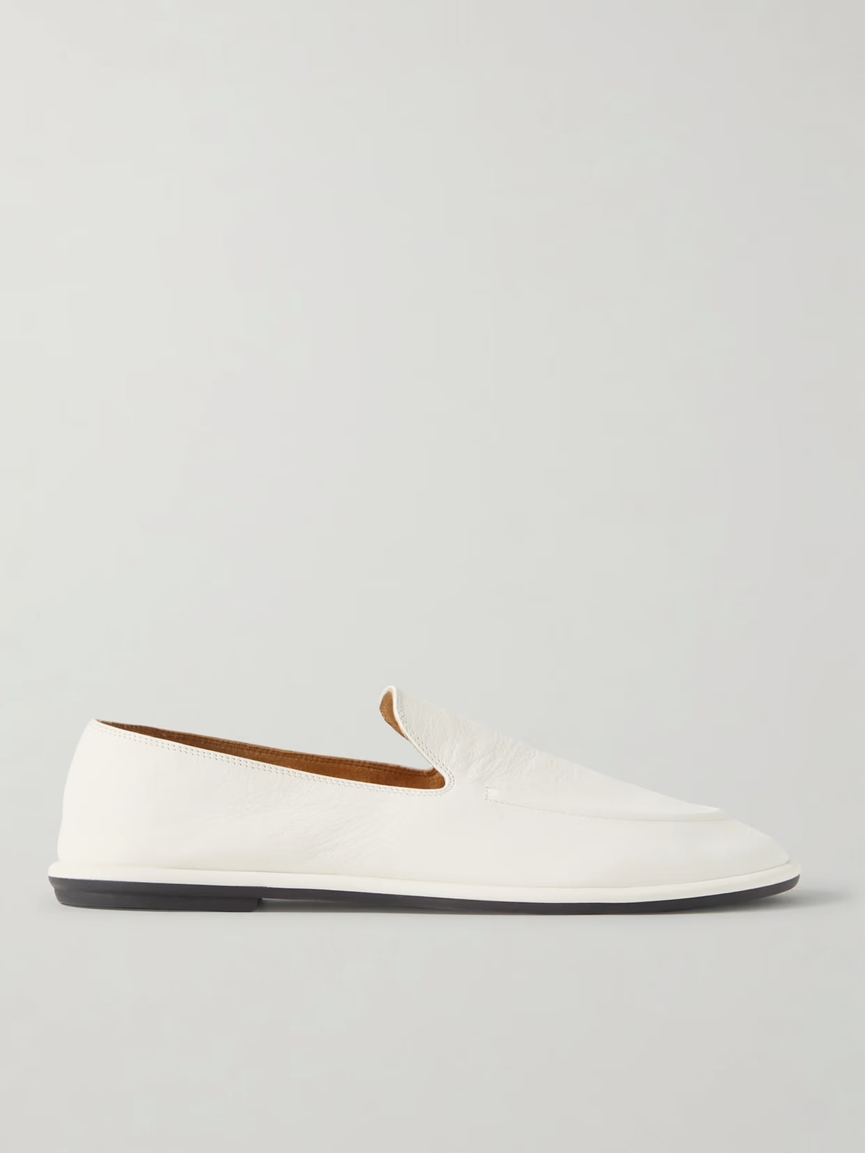 The Row - Canal Leather Loafers - Off-white | NET-A-PORTER (US)